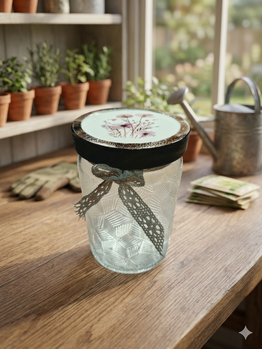 Glasdose "Blumen"